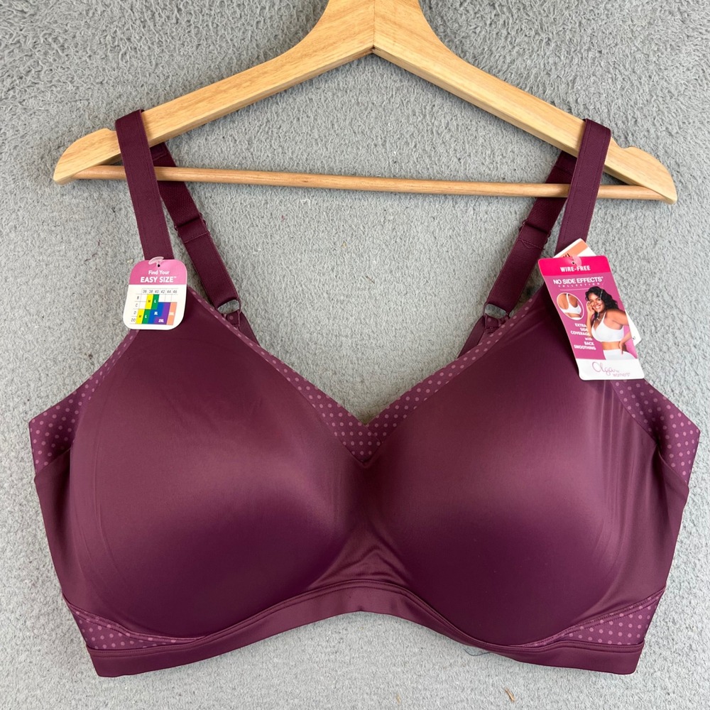 new Olga by Warners No Side Effects Wire Free Bra Plum Burgundy 3XL
